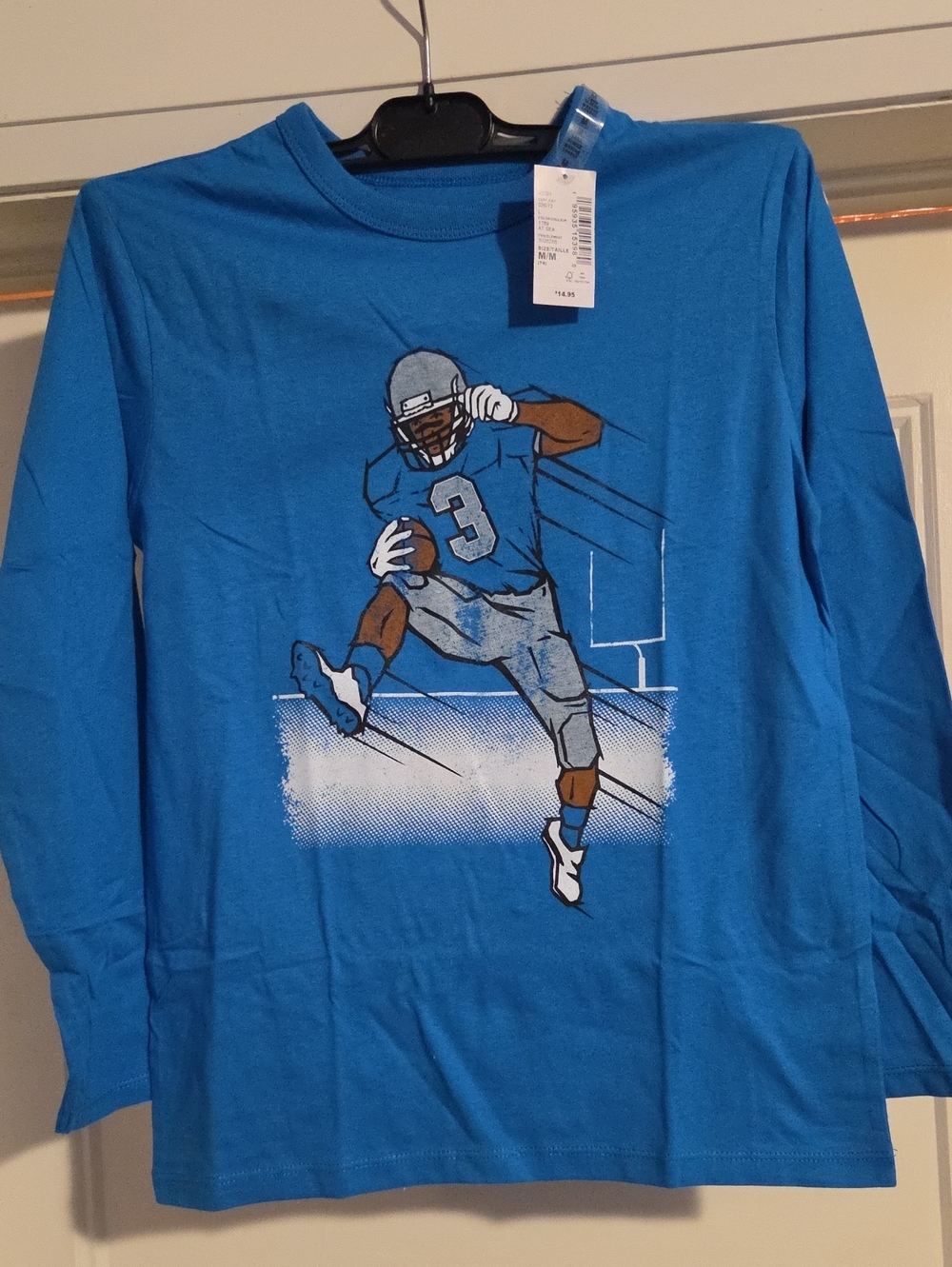 Blue Graphic Football Long-Sleeve Shirt - Kids